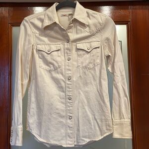 Faherty Organic Cotton Twill Snap Front Shirt XXS
